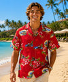 Santa Riding Woody Aloha Men's Shirt Red