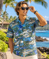 Short sleeves crocodile navy color Aloha shirt