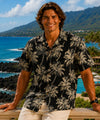 Short Sleeves Palm Grotto Relax Fit Men's Black Aloha Shirt