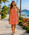 Short Rayon Hawaiian Dress with Scarf Hem Coral