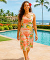 Pali Round Neckline Short Hawaiian Dress Coral