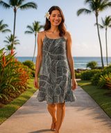 Short Adjustable Hawaiian Dress w/Ruffle Hem Charcoal