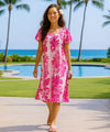 Poly Cotton Hibiscus Pull Over Muumuu Dress Pink
