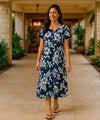 Island Hibiscus Short Muumuu Hawaiian Dress Navy