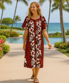 Honolulu Leis Short Muumuu Hawaiian Dress Red