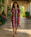 Red Honolulu Leis Short Muumuu Hawaiian Dress Red