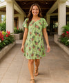 Lanai Pineapple Cotton Short Muumuu Dress Sage