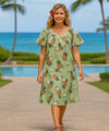 Lanai Pineapple Cotton Short Muumuu Dress Sage
