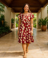 Island Plumeria Ruffle Short Muumuu Dress Red