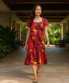 Sunset Orchid Luau Short Muumuu Dress Red