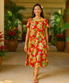 Pull Over Hibiscus Valley Short Muumuu Dress Red