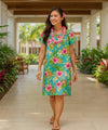 Pull Over Hibiscus Valley Short Muumuu Dress Teal