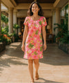 Plumeria Fantasia Pull Over Short Muumuu Dress Pink