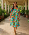 Plumeria Fantasia Pull Over Short Muumuu Dress Sky Blue
