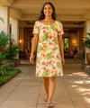 Plumeria Fantasia Pull Over Short Muumuu Dress White