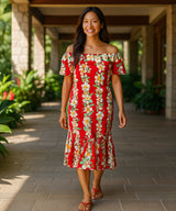 Luana Short Ruffled Muumuu Dress Red