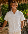 Short Sleeves Napali Hawaiian Wedding Shirt White Men's Wedding Shirt