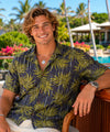 Short Sleeves Men's Cotton Palms Island Shirt Charcoal