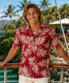 Short Sleeves Men's Cotton Palms Island Shirt Red