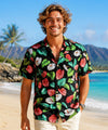 Short Sleeves Paradise Cotton Men's Hawaiian Shirt Black