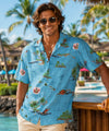 Hawaiian Islands Boyager Men's Aloha Shirt Light Blue