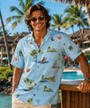 Hawaiian Islands Boyager Men's Aloha Shirt Aqua