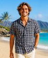 Black Hawaiian Plantation Cowboy Aloha Shirt Black