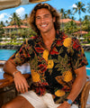 Retro Rayon Pineapples Men's Hawaiian Shirt Midnight