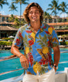 Retro Rayon Pineapples Men's Hawaiian Shirt Morning