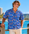 Short Sleeves Cotton Hawaiian Aloha Shirt Navy