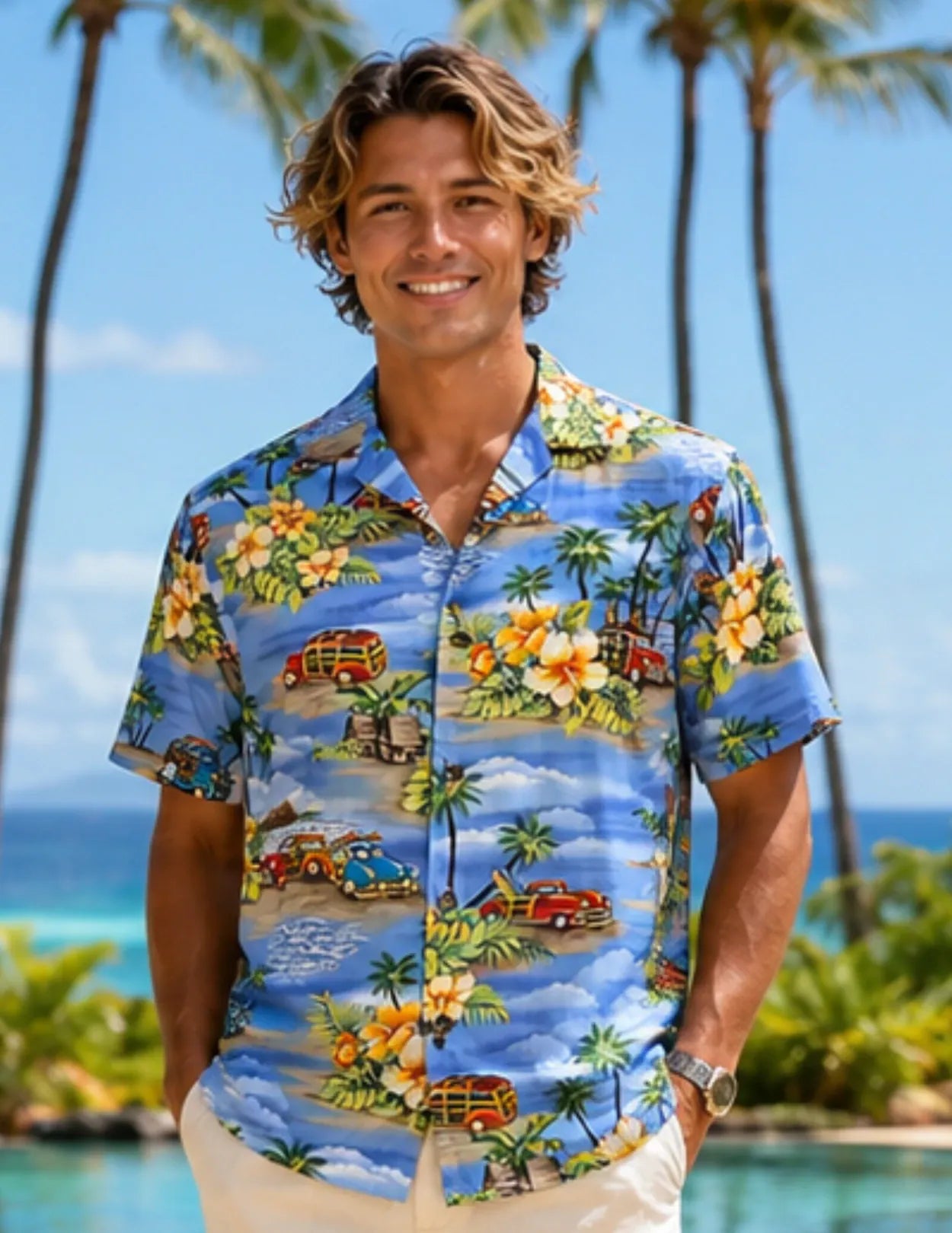 Woody Cruiser Men's Cotton Shirt Sky Blue