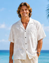 Short Sleeves Cotton White Hawaiian Wedding Shirt White Men's Wedding Shirt