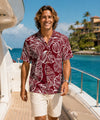 Short Sleeves Taro Aloha Resort Shirt Burgundy