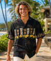 Short Sleeves Tiki Border Hawaiian Shirt Black