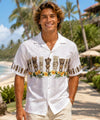 Short Sleeves Tiki Border Hawaiian Shirt White
