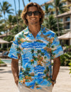 Turquoise Short Sleeves Mokuleia Men's Aloha Shirt