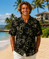 Short Sleeves Royal Palms Rayon Men's Shirt Black