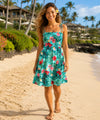 Short Smock Tube-Top Hawaiian Dress Aqua
