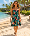 Short Smock Tube-Top Hawaiian Dress Black