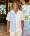 Short Sleeves Side Border Prince Kuhio Aloha Shirt Blue
