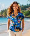 Hawaiian Sunset Women Fitted Blouse Blue