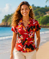 Hawaiian Sunset Women Fitted Blouse Red