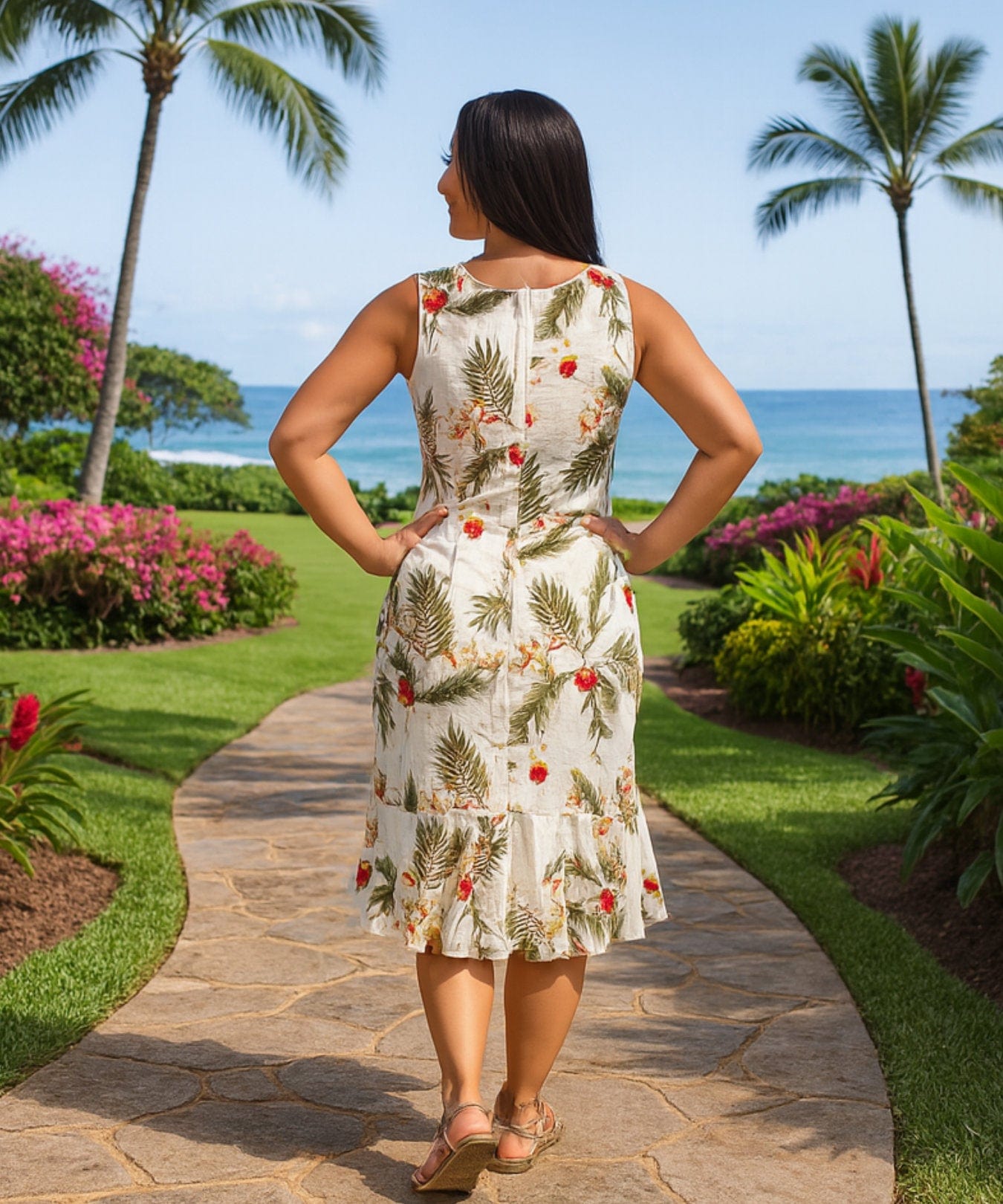 Wainapanapa Tank Sleeveless Midi Aloha Dress