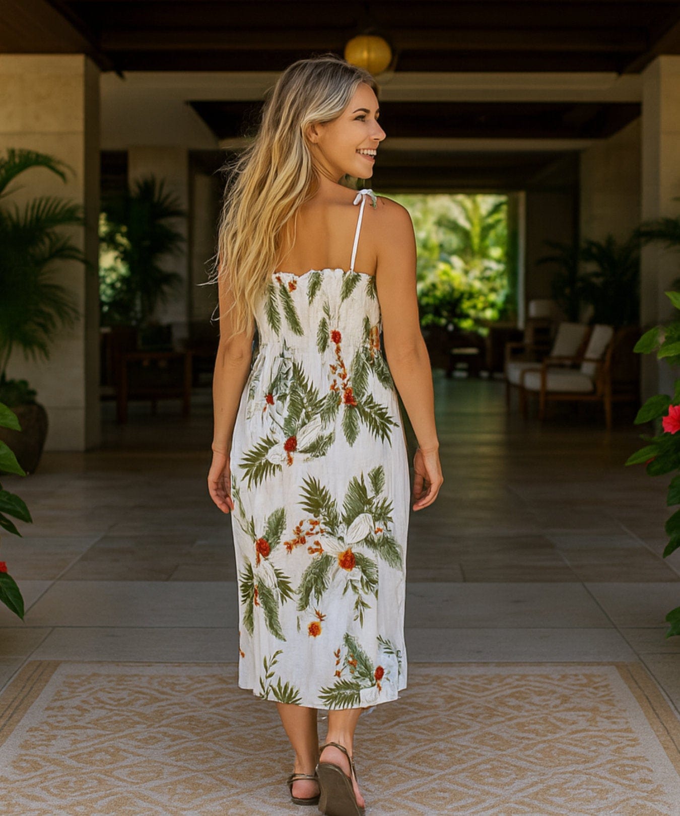 Wainapanapa Orchids Smock Top Hawaiian Dress