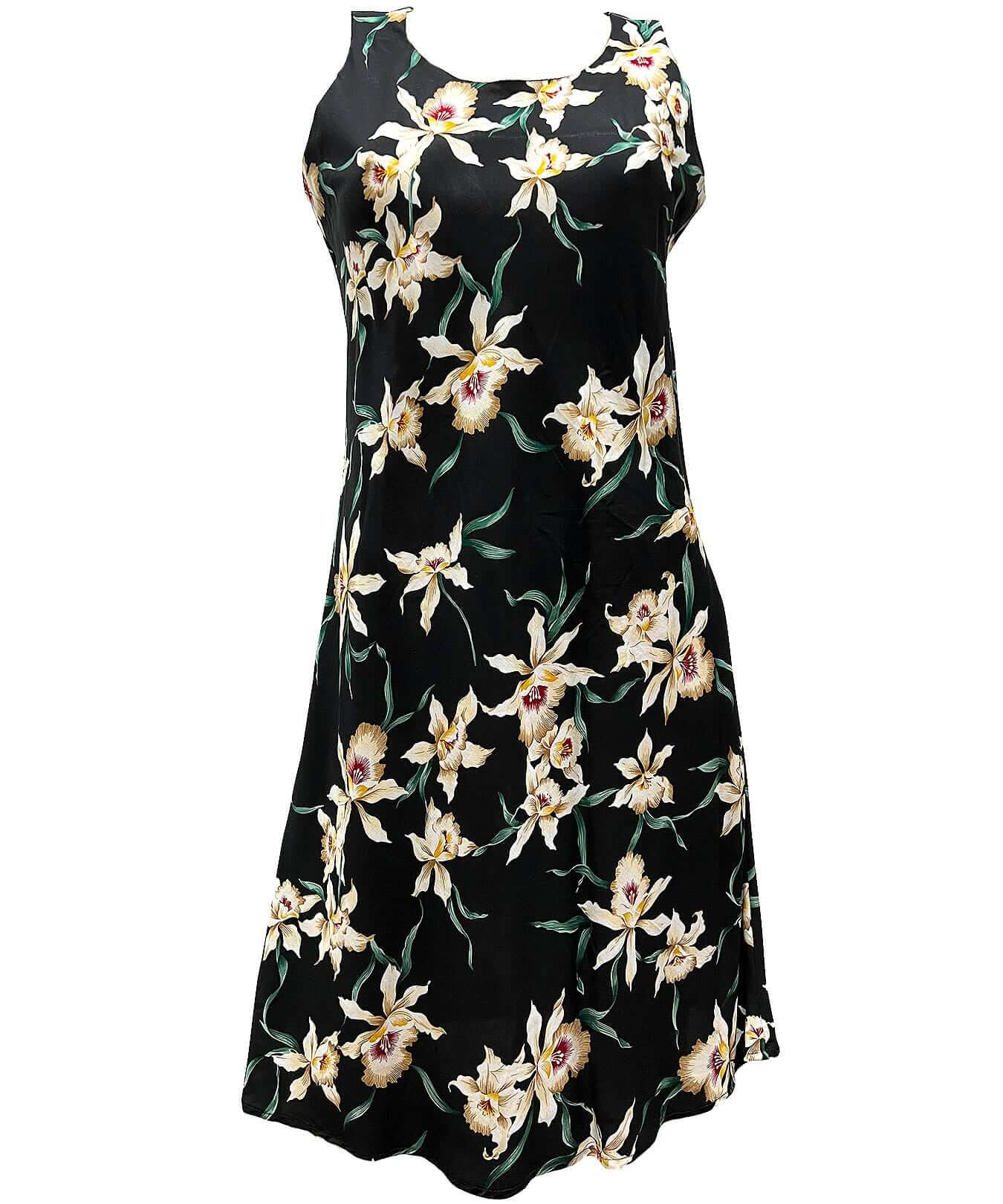 Star Orchid Midi Rayon Hawaiian Dress