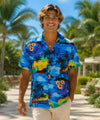 Sunrise Hawaii Men's Cotton Aloha Shirt Blue