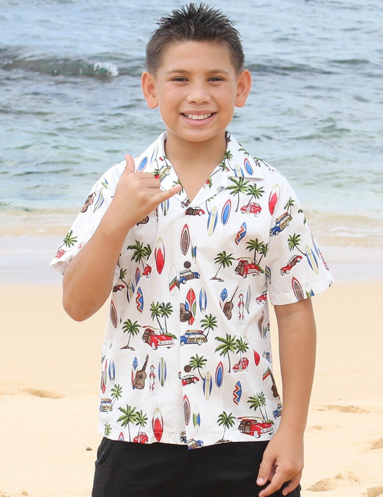 Surf Cotton Boys Aloha Shirt White