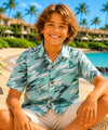 Surf is UP Button-Up Waimea Boys Shirt Green