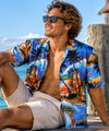 Surf Woody Time Tour Men's Hawaiian Shirt Royal Blue