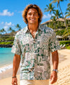 Tapa Hawaiian Honu Fit Aloha Dress Shirt Green